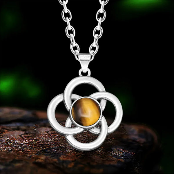 Vintage Bowknot Pendant Natural Stone Quartz Necklace For Women