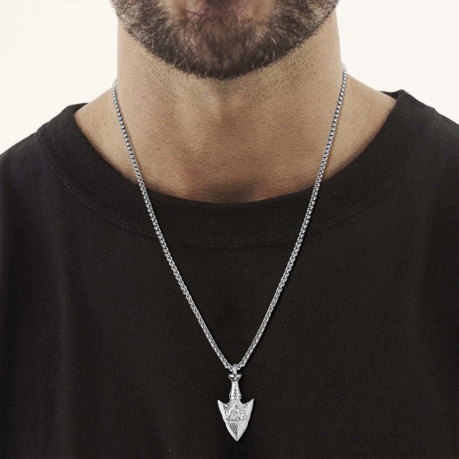 Rock Punk Hammered Arrow Head Necklaces for Men Gifts