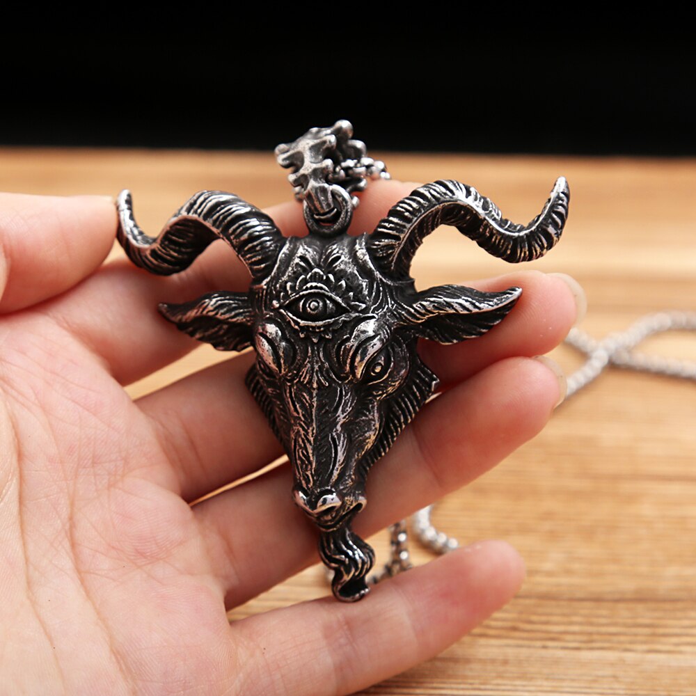 Gothic Vintage Mens Viking Lucifer Satan Bull's Head Pendant Necklace ...