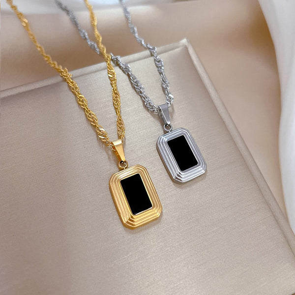 Gold Plated Temperament Geometric Square Pendant Necklace For Women