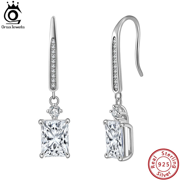 925 Sterling Silver Shiny Dangle Earrings for Women