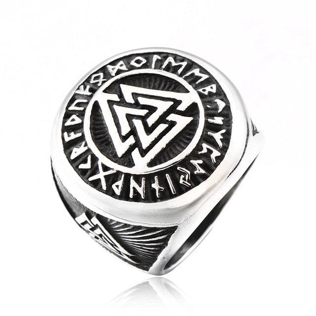 Vintage Stainless Steel Viking Valknut Ring Men