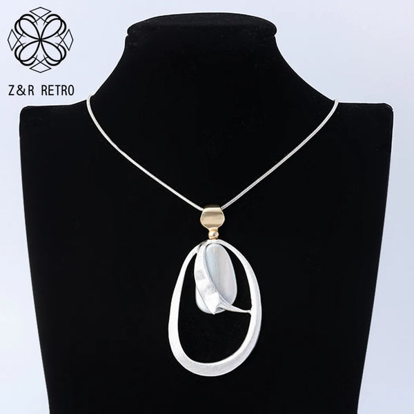 Vintage Silver Color Alloy Necklace with Geometric Korean Fashion for Women