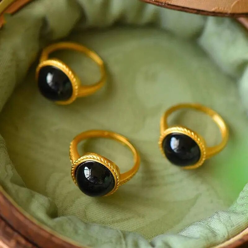 Natural Black Onyx Ring