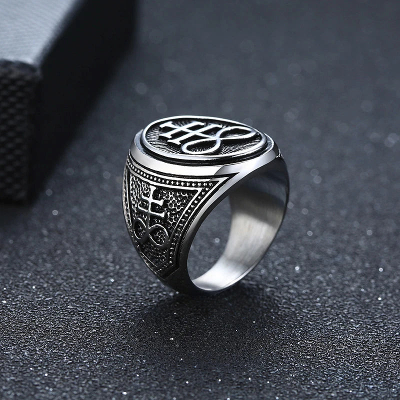 Leviathan Cross Rings, Men Signet Ring