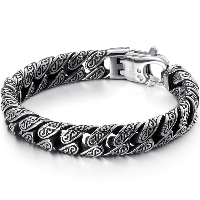 Mens Stainless Steel Curb Cuban Link Chain Bracelet for Men