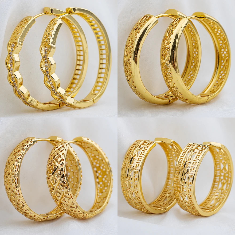 4 set Gold Color Hoop Earrings for Women