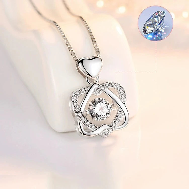 Beating Heart Luxury Zircon Necklace With Lift Rose Gift Box For Girlfriend