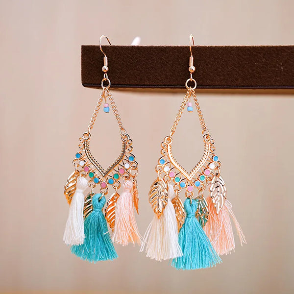 Vintage Ethnic Colorful Tassel Earrings for Women