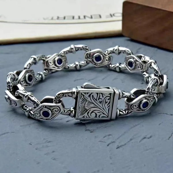 Silver Color Guochao Bracelet Men's