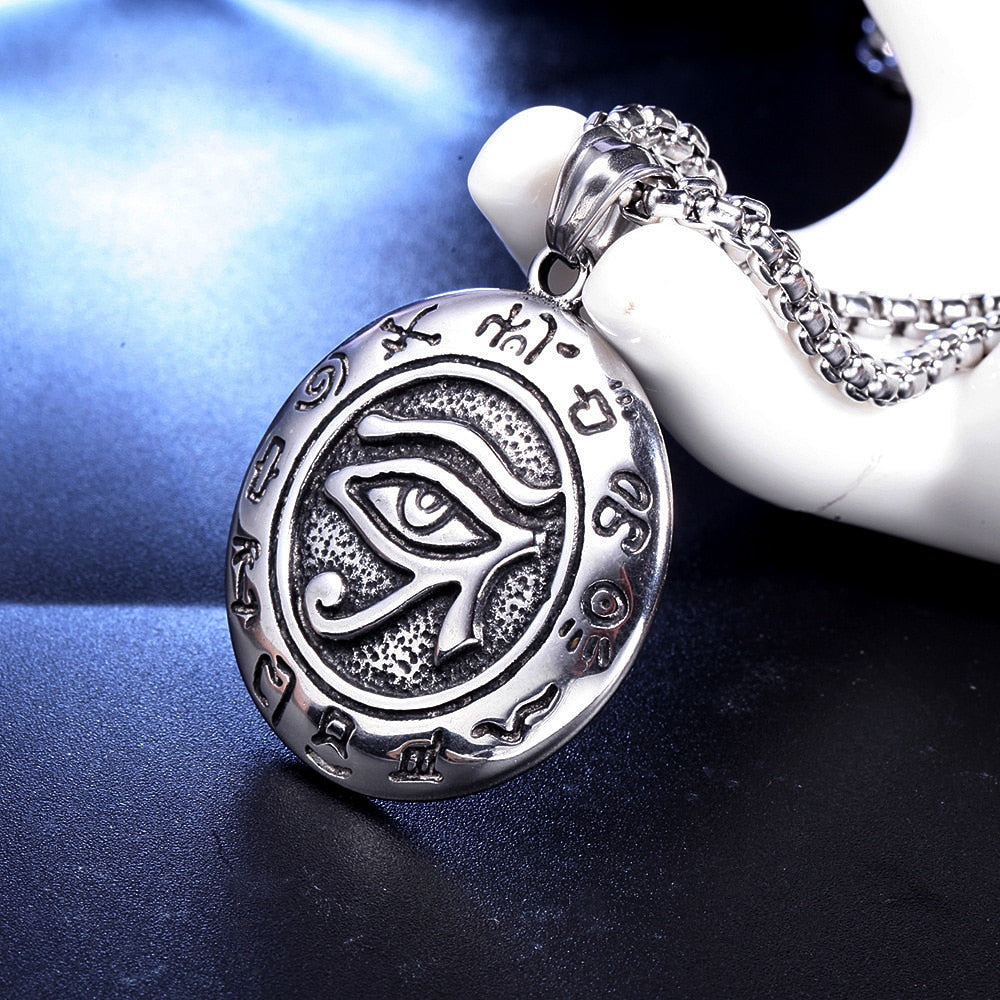 Vintage Men's Egyptian Eye of Horus Pendant Necklace