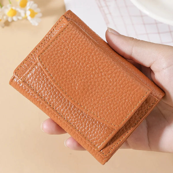 Genuine Leather Women Purses Cowhide Short Mini Wallet