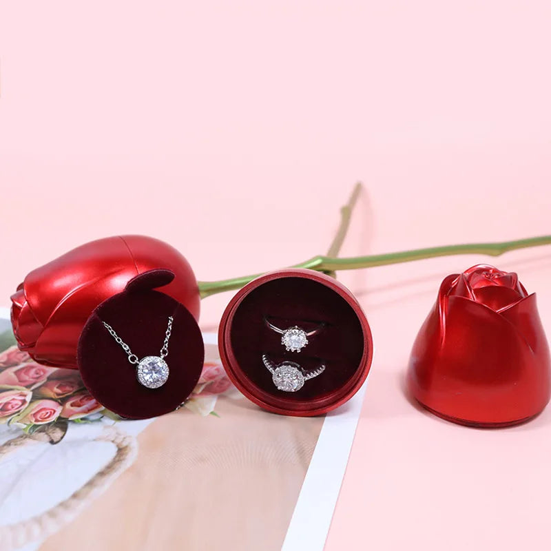 Love Heart Necklace With Rose Gift Box For Women Girlfriend