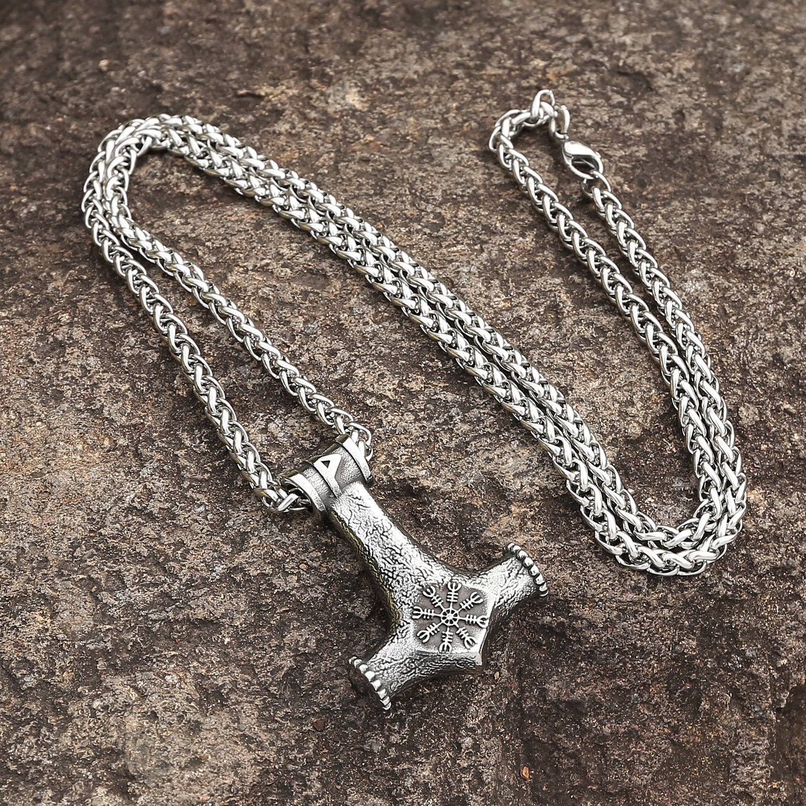 Viking Jewelry Stainless Steel Thor's Hammer Mjolnir Pendant Necklace