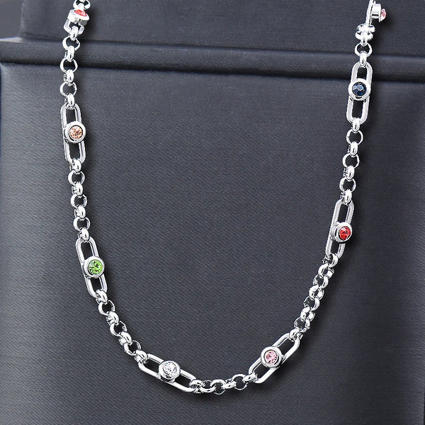 Stainless Steel Colorful Crystal Choker Necklace For Women