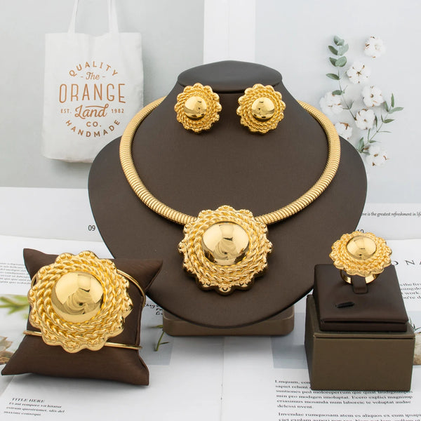 Elegant Dubai Gold Plated Jewelry Set Classic Women