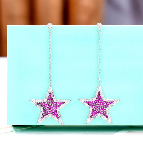 High Quality New Luxury Long Star Pendant Earrings for Women