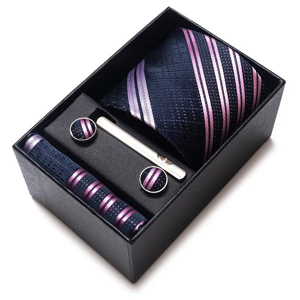 Wedding Present Tie Pocket Squares Cufflink Set Necktie Box Men Suit