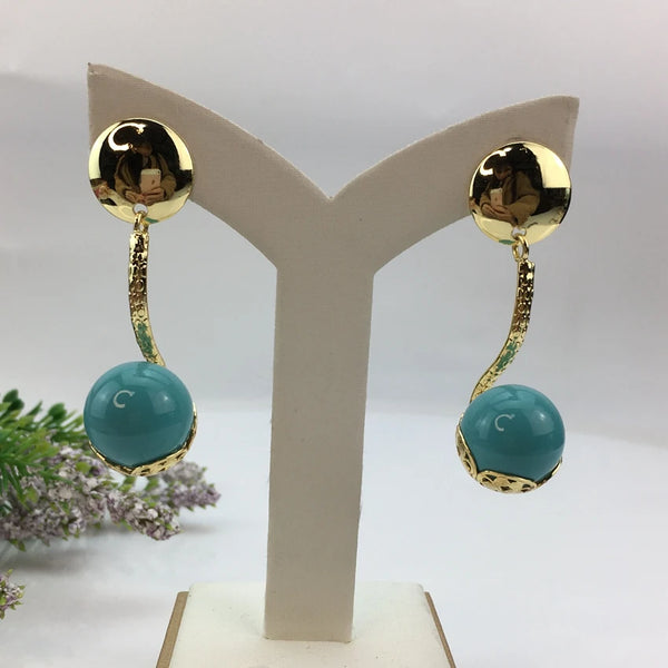 Fashion Colorful Drop Earrings Brazilian Gold Plated Earrings for Women