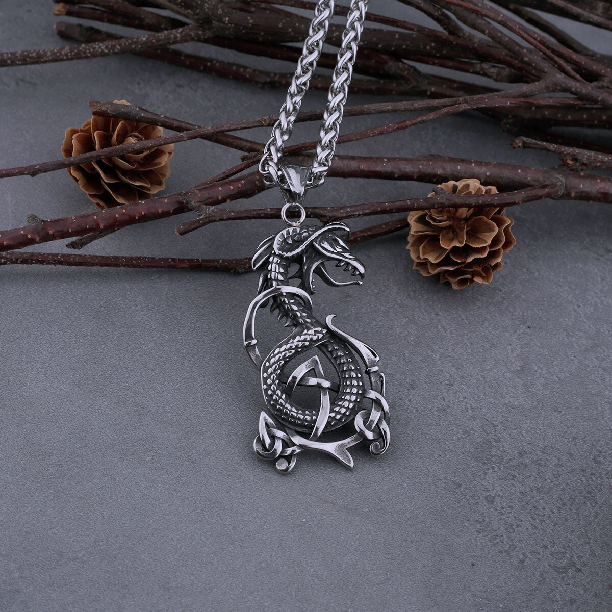 Nordic Viking Retro Dragon Necklace Men's