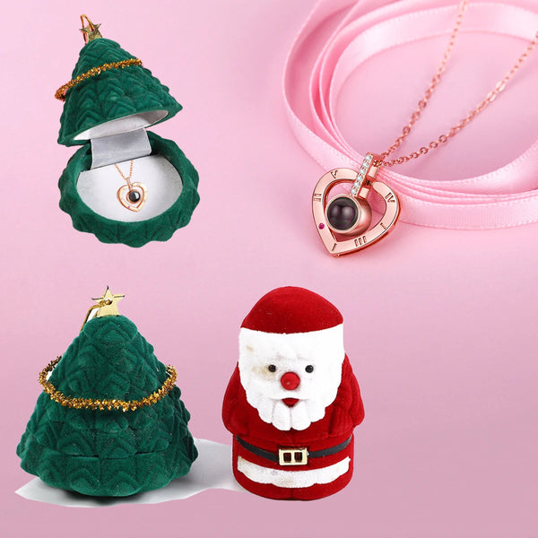 100 Languages I Love You Projection Necklace With Cute Santa Claus Christmas Tree Gift Box