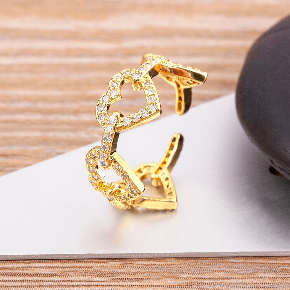 Simple Heart Shape Female Cute Finger Open Adjustable Rings