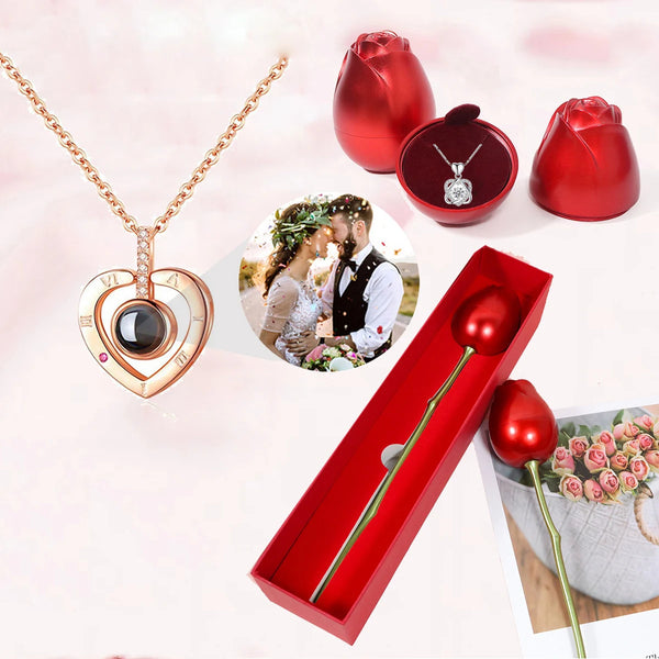 Custom Projection Necklace With Creative Rose Gift Box For Women