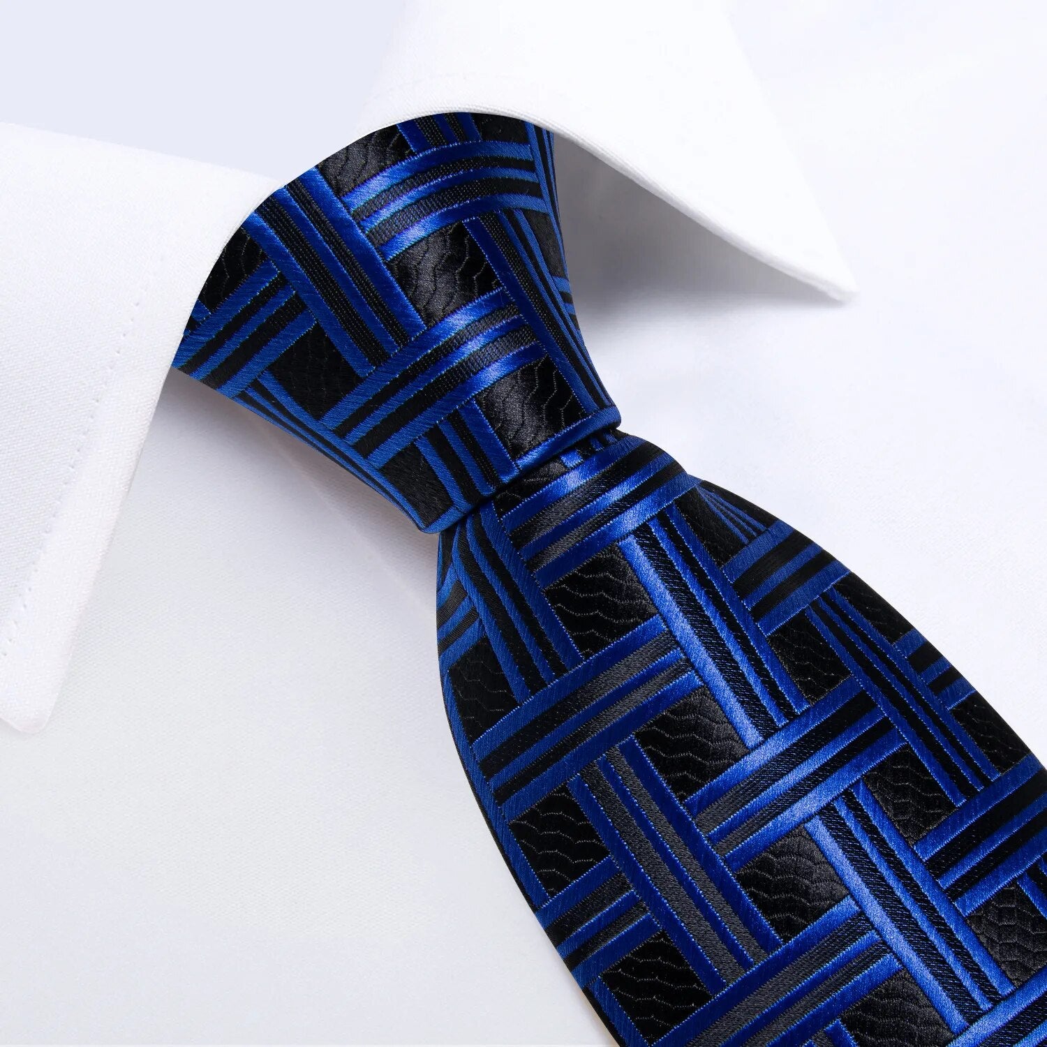 Novelty Blue Plaid Striped Silk Ties for Men