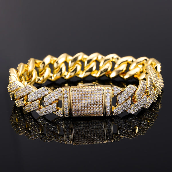 14mm Bracelet High Quality Iced Out Micro Pave Cubic Zirconia Cuban Chain Bracelet