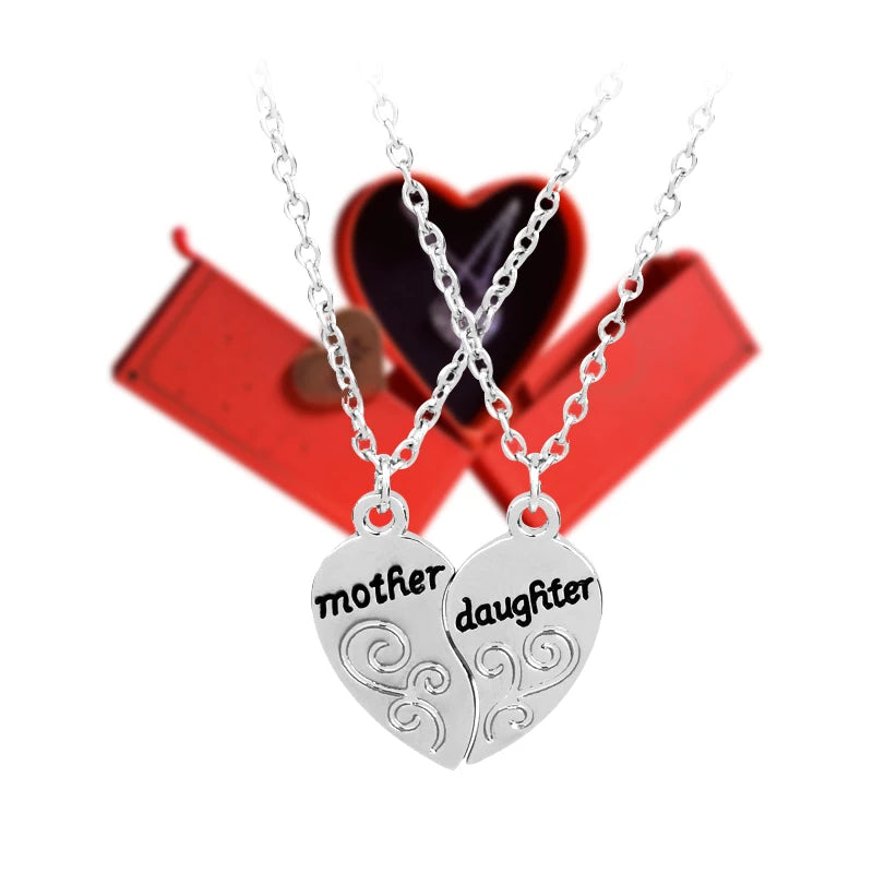 Gift for Mother Two-Part Mother Daulghter Pendant Necklace In Love Box Set