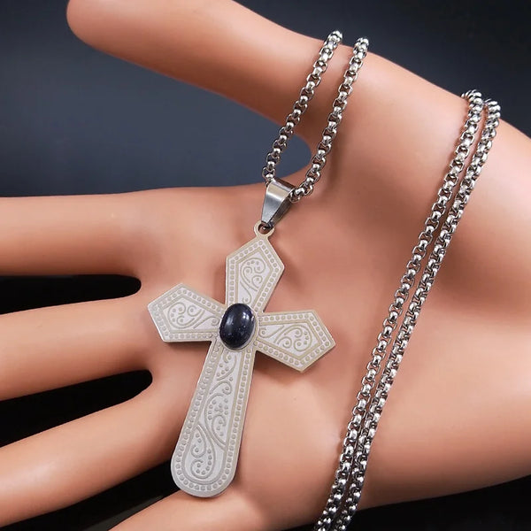 Stainless Steel  Aesthetic Christ Jesus Cross Necklace for Women Men