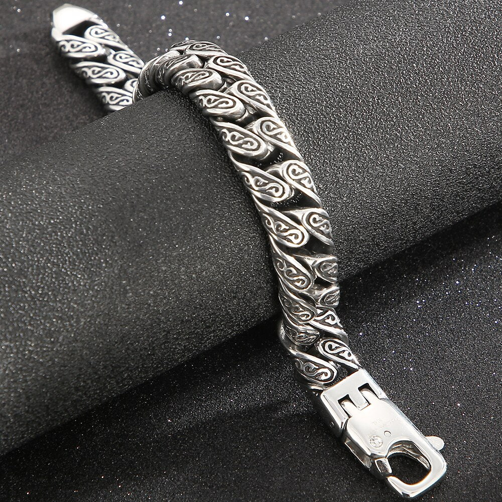 Mens Stainless Steel Curb Cuban Link Chain Bracelet for Men