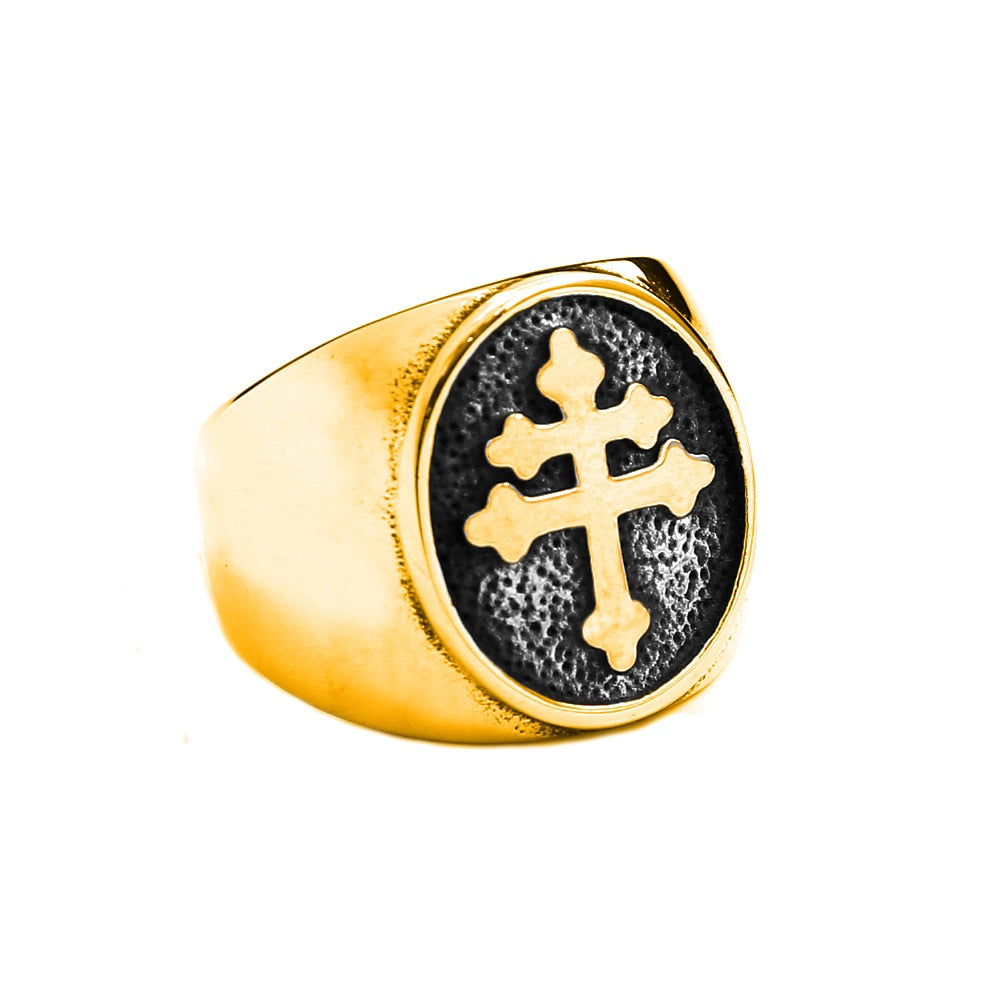 Classic Lorraine Cross Signet Ring for Men