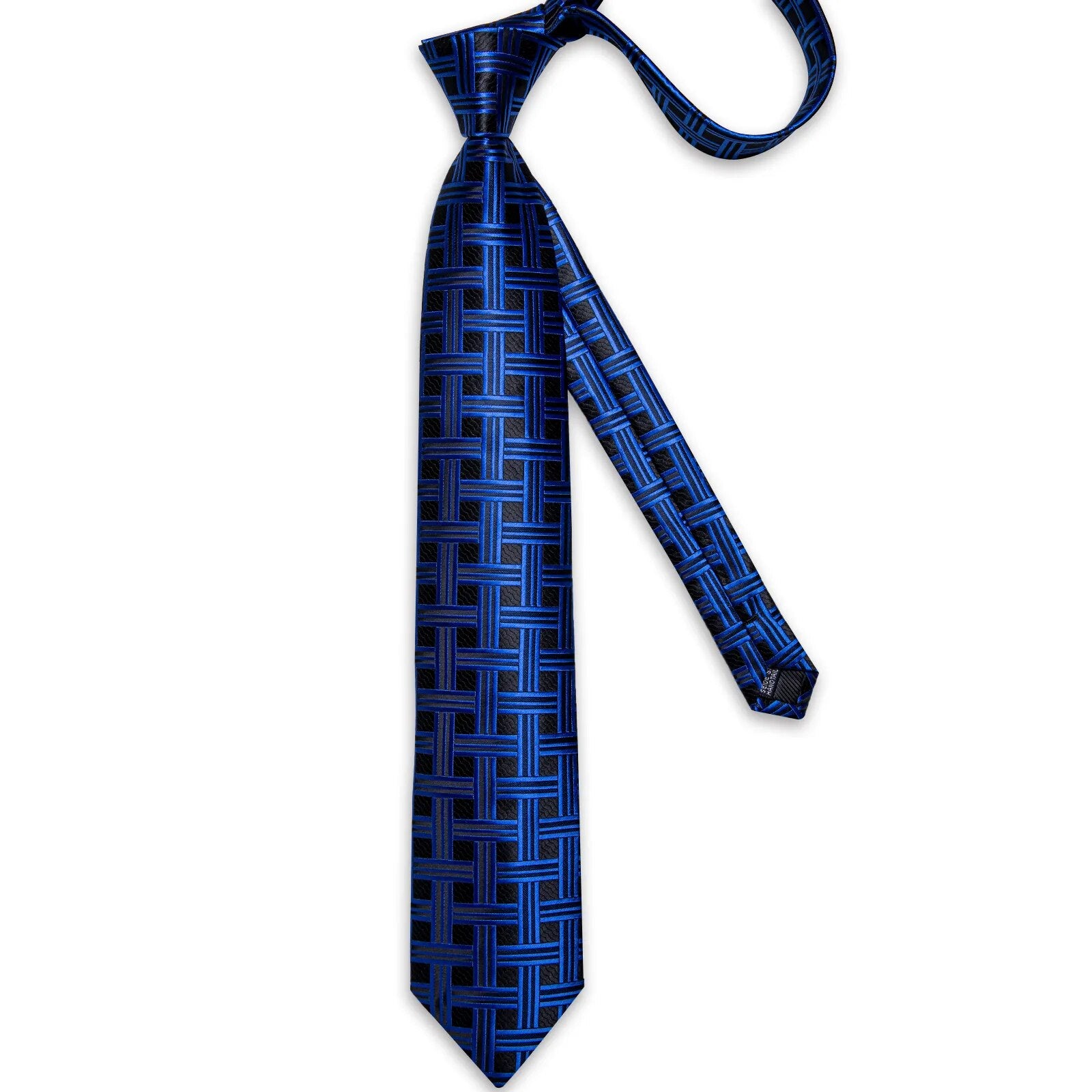 Novelty Blue Plaid Striped Silk Ties for Men