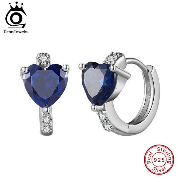 Fashion Heart Cut 5A Clear CZ Hoop Earring 925 Silver Created Sapphire Hoop Earrings For Women