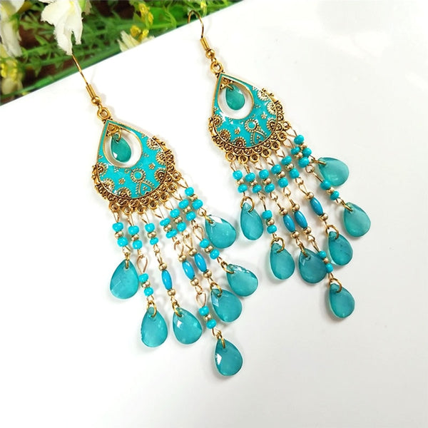 Bohemian Long Acrylic Waterdrop Tassel Earrings for Women