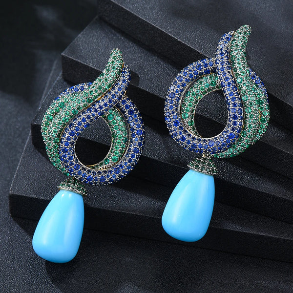 Original Waterdrop Turquesa Pendant Earrings For Women