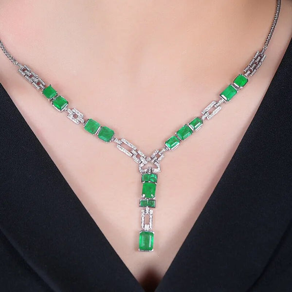 Luxury Silver Color Square Female Necklaces