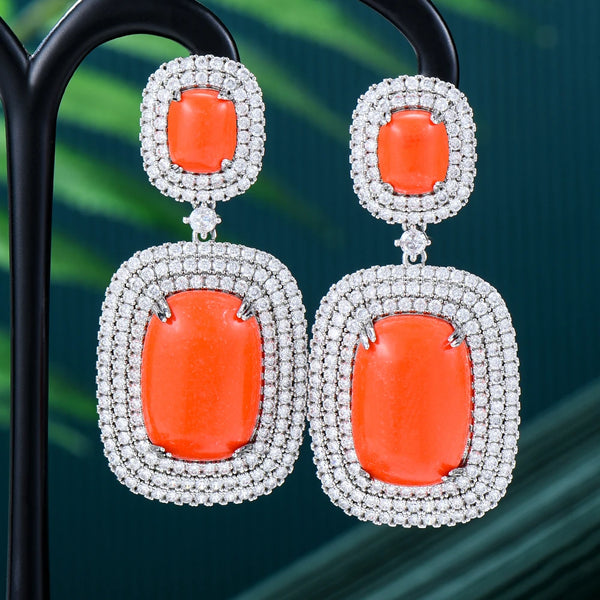 Famous Square Drop Earrings for Women Wedding