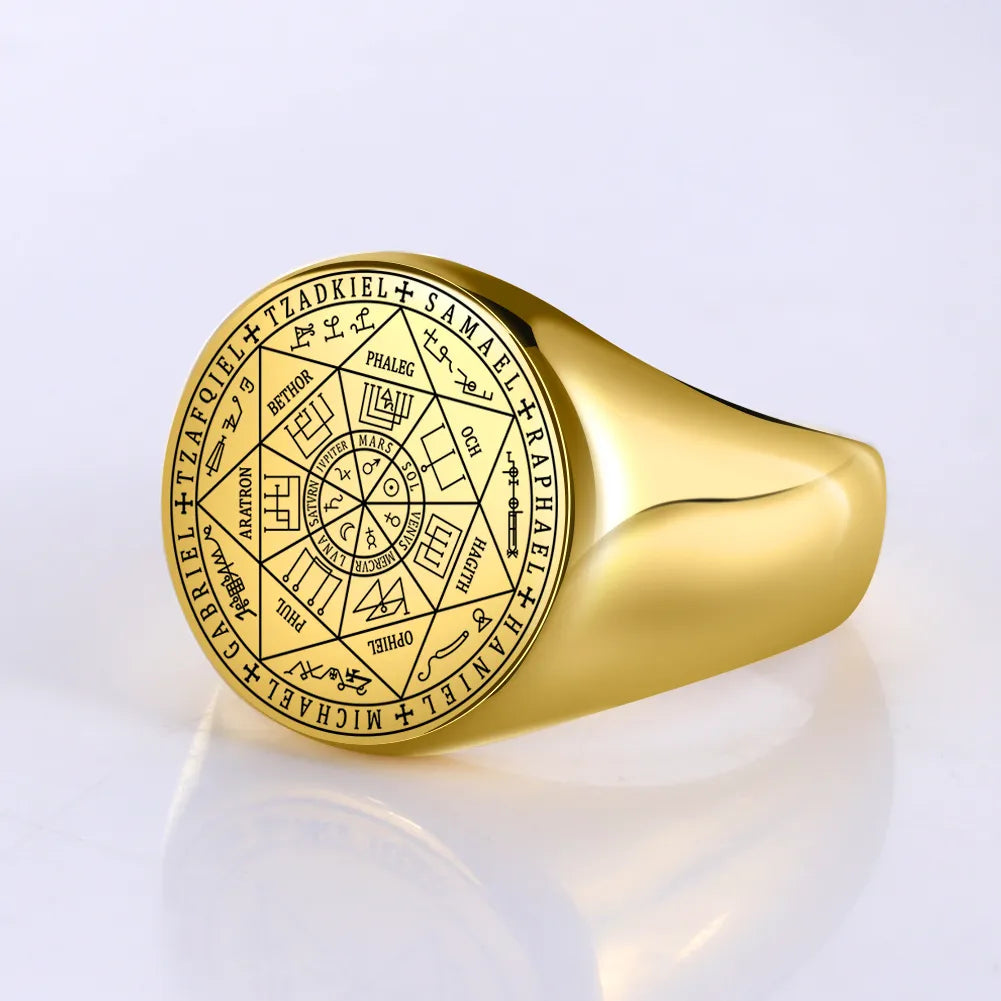 Dreamtimes Seal of The Seven Archangels Viking Ring Solomon Kabbalah Talisman Hexagram Rings