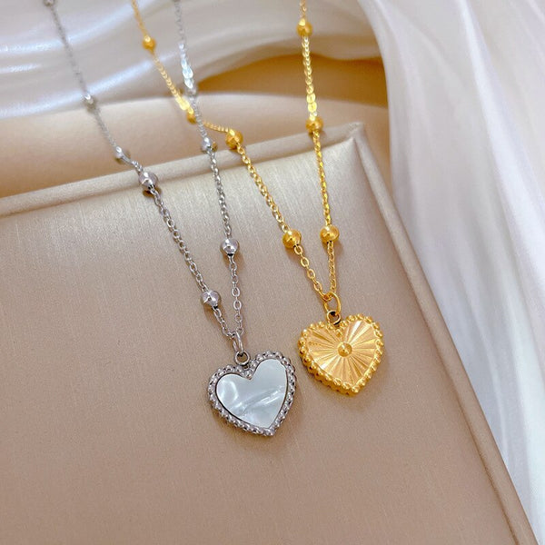 Gold Plated Double Sided Pattern Necklace for Women