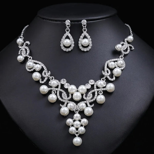 Women Luxury Pearls Bridal Jewelry Sets for Women Choker Necklace Sets