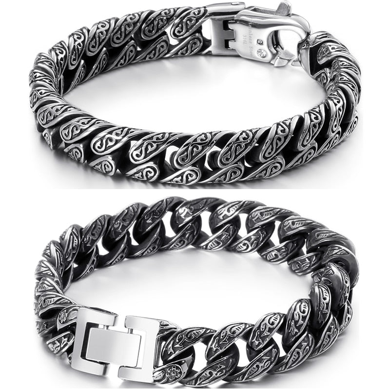 Mens Stainless Steel Curb Cuban Link Chain Bracelet for Men