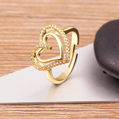 Simple Heart Shape Female Cute Finger Open Adjustable Rings