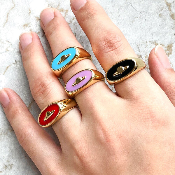 Candy Colors Enamel Dripping Oil Hat Shape Ring