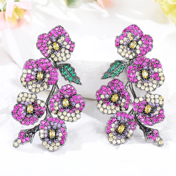 Luxury Gorgeous Charm Flower Earrings For Women Wedding Party Hollow Dubai Earrings