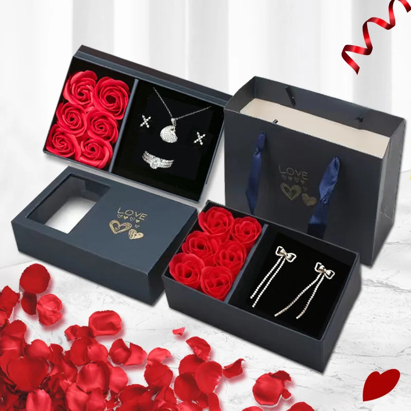 100 Languages I Love You Necklace With 6 Roses Luxury Gift Box For Girlfriend