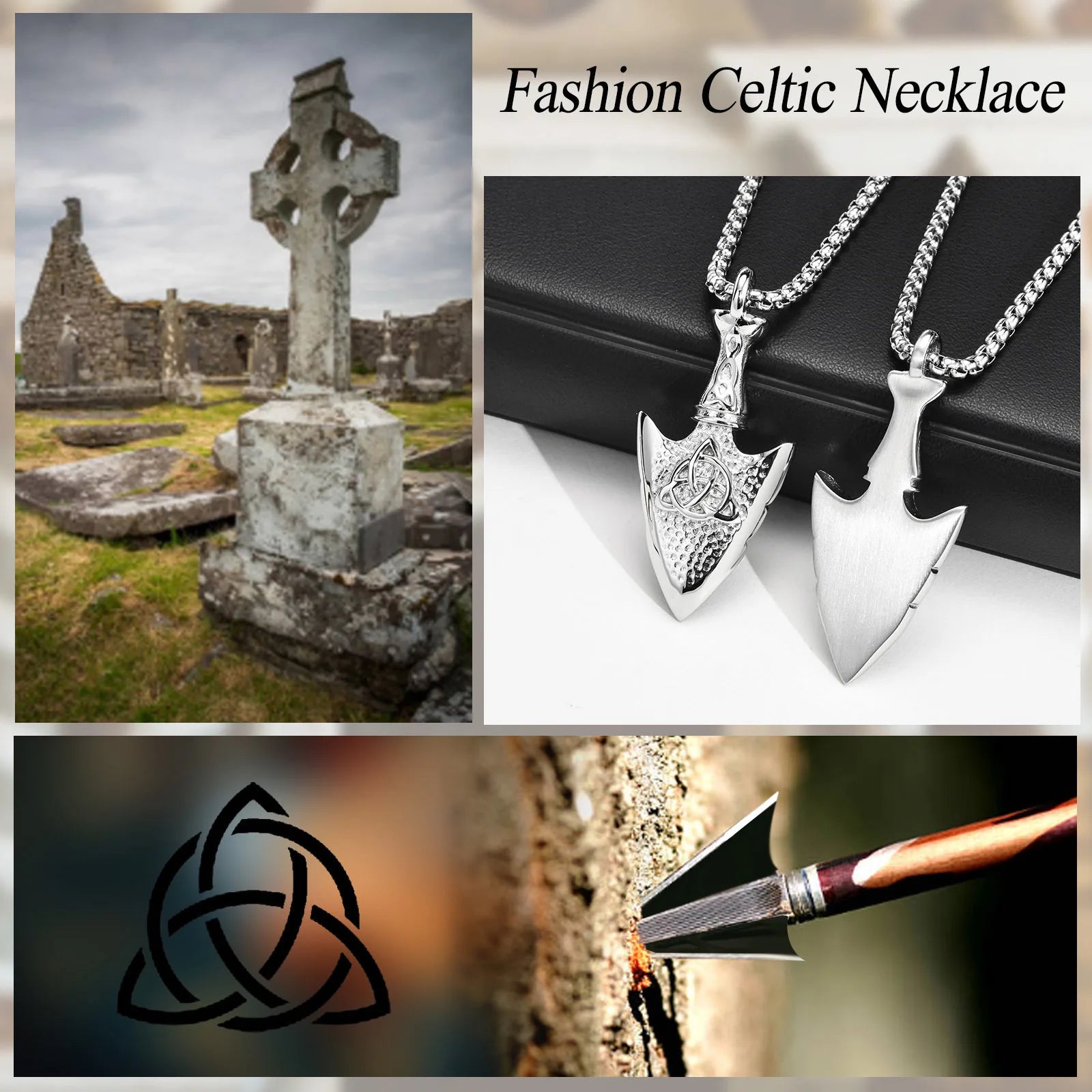 Rock Punk Hammered Arrow Head Necklaces for Men Gifts