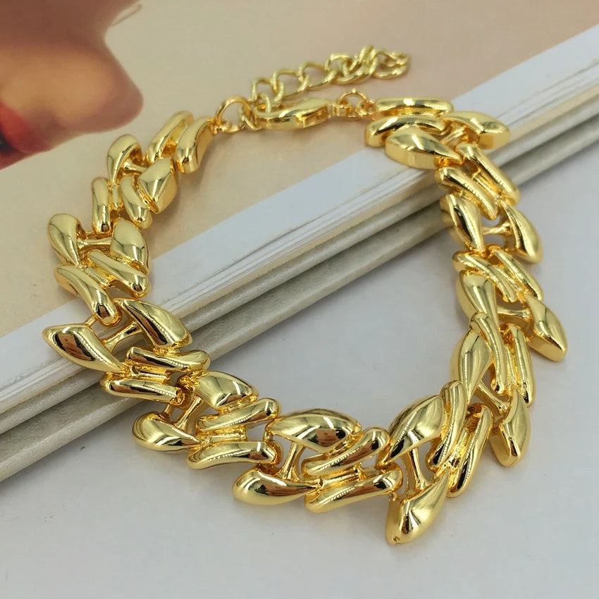 Fine Jewelry Beautiful Dubai Gold Plated Chain Full Jewelry Sets For Women