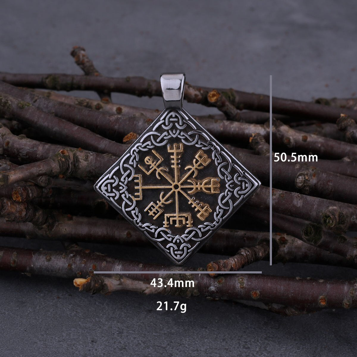 Road Sign Viking Compass Necklace "Viking Vegvisir" Amulet Stainless Steel Pendant